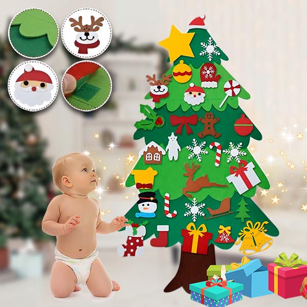 FELTPINETREE - brad de Craciun din fetru cu ornamente