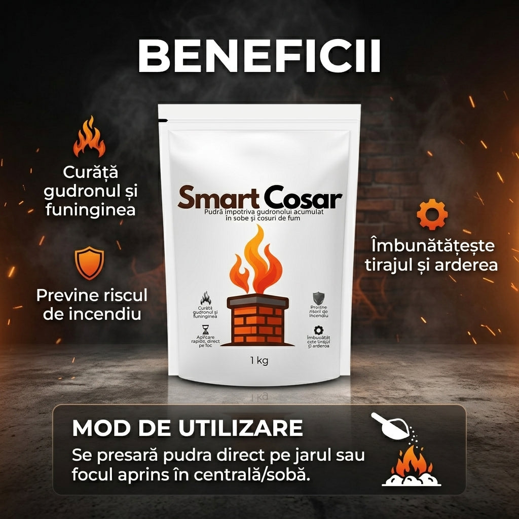 Smart Coșar - Pudră Anti-Funingine pentru Sobe și Coșuri de Fum, 1 Kg