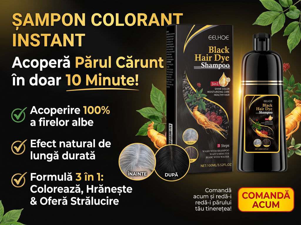 Șampon Colorant Instant – Acoperă Părul Cărunt în 10 Minute