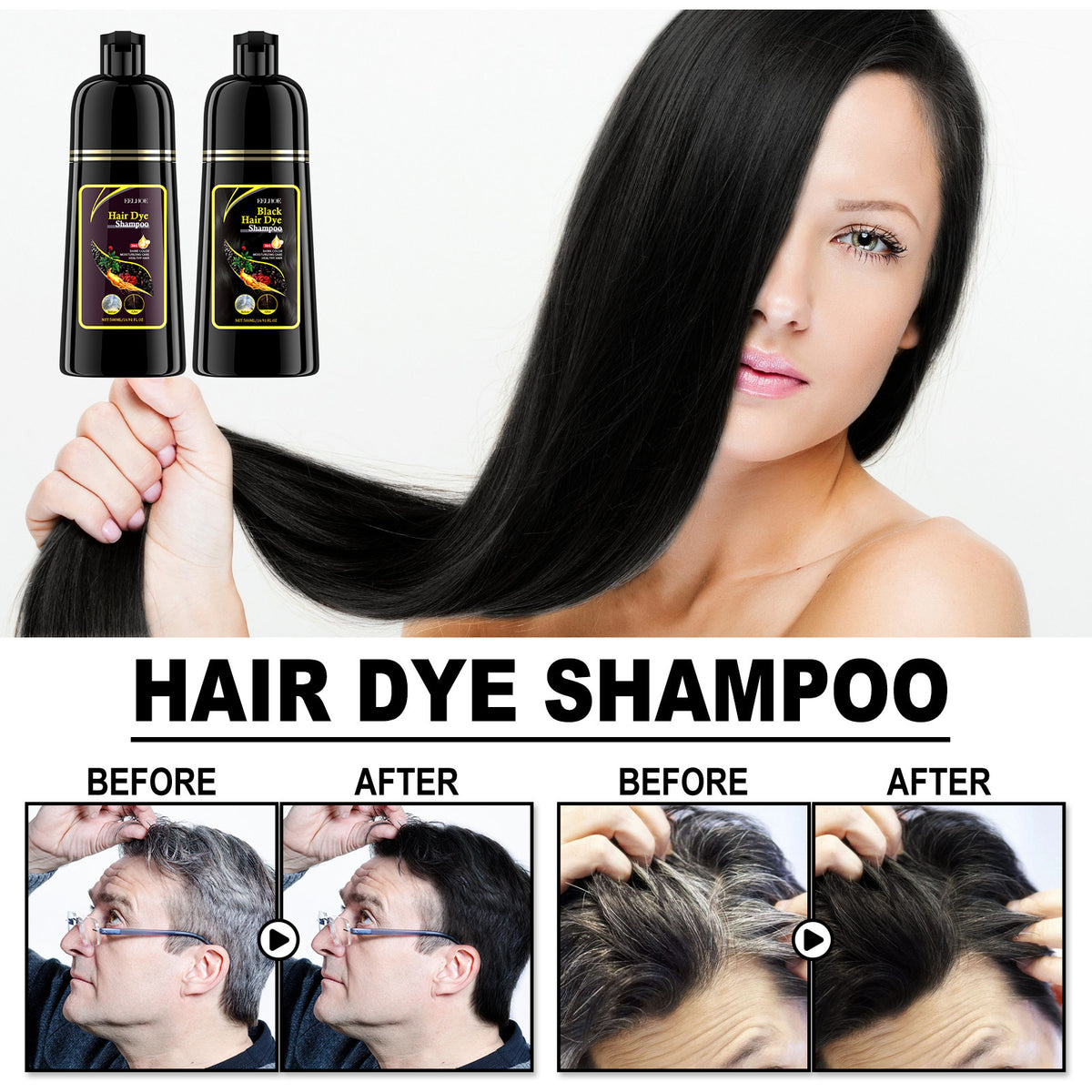 Șampon Colorant Instant – Acoperă Părul Cărunt în 10 Minute