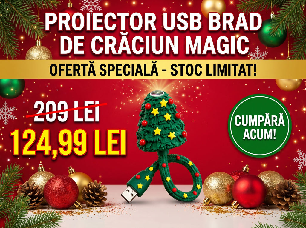 Proiector USB Brad de Craciun Magic - oferta speciala 124,99 lei